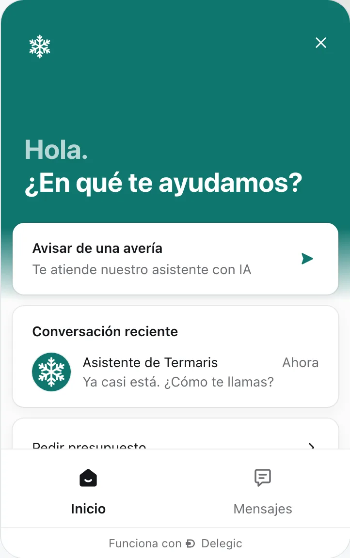 Chat de ejemplo de Termaris Instalaciones